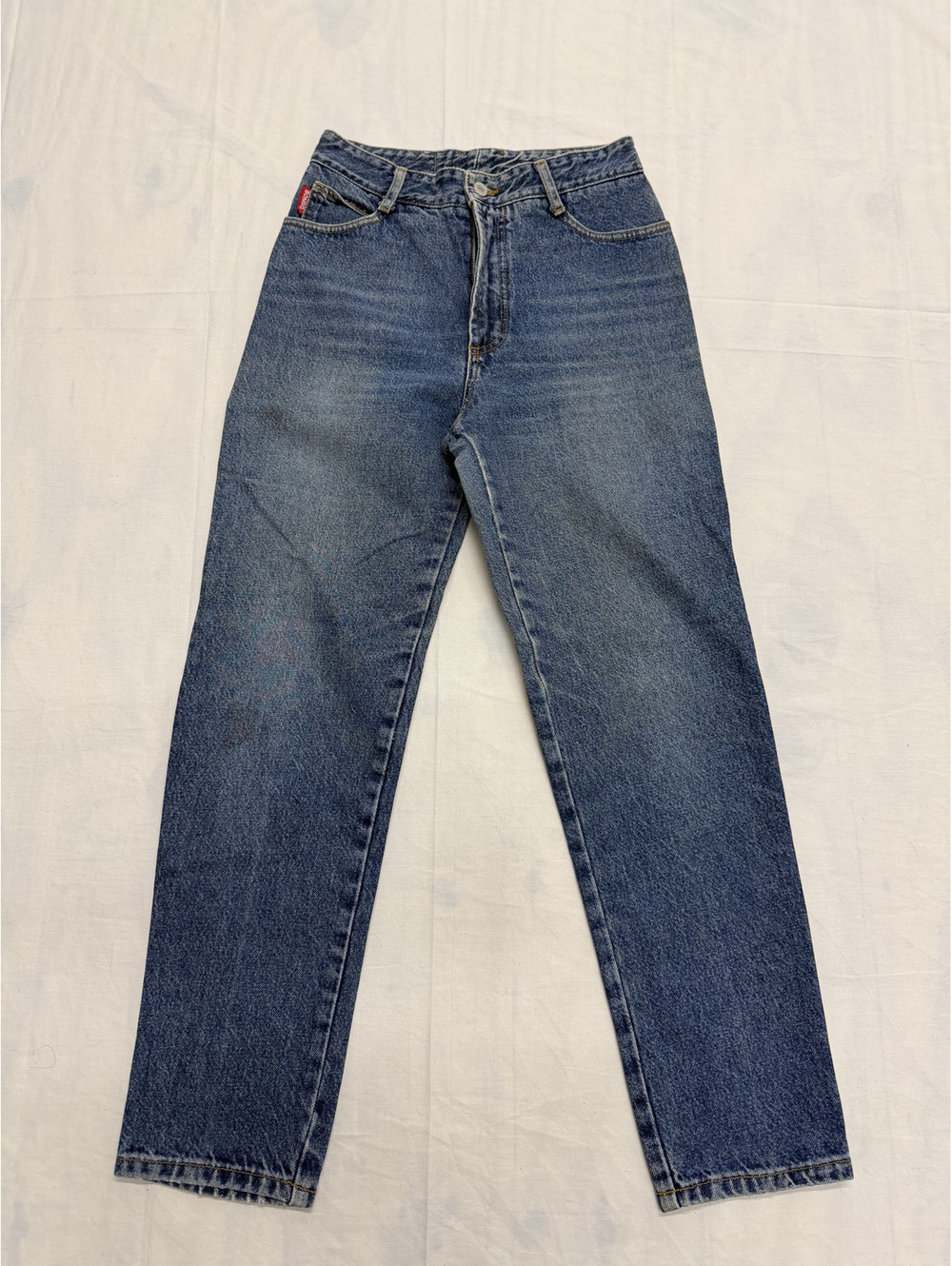 Bongo High-Waisted Blue Denim Jeans 100% Cotton Size Waist 28 in.